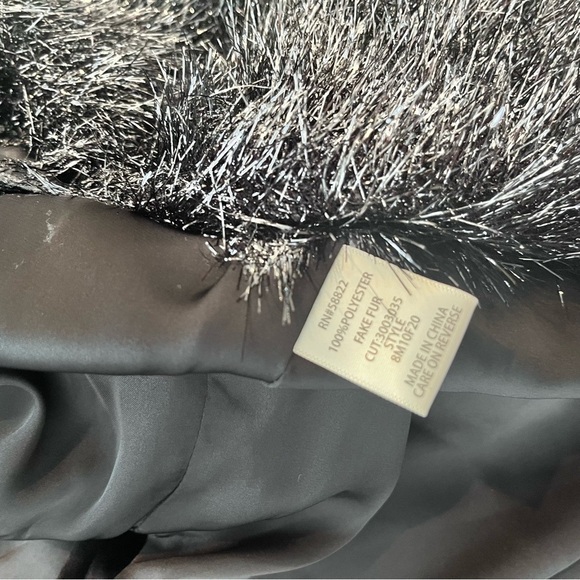 Max Studio Black Faux Tinsel Fur Cropped Jacket XS Oversized - Picture 6 of 10